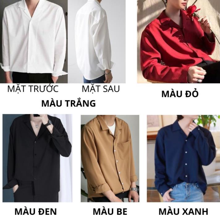 Áo sơ mi rộng Unisex nam nữ tay dài form rộng Hàn Quốc kiểu Cổ Vest Cổ Ve khoác ngoài vải lụa mềm mịn SMV01 😘