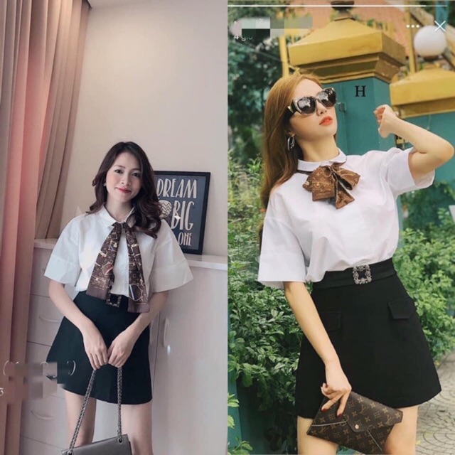 Sét Áo Sơ Mi Kèm Chân Váy [ TẶNG] tag /khăn lụa ❤️freeship ❤️ hàng đẹp