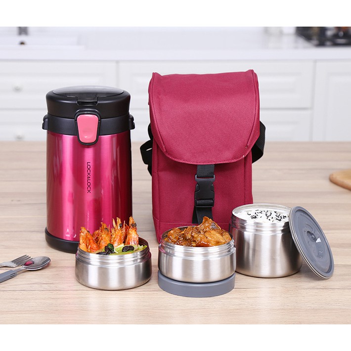 Bộ hộp cơm giữ nhiệt Lock&Lock LHC8034 loại lớn đa năng kèm túi giữ nhiệt | BigBuy360 - bigbuy360.vn