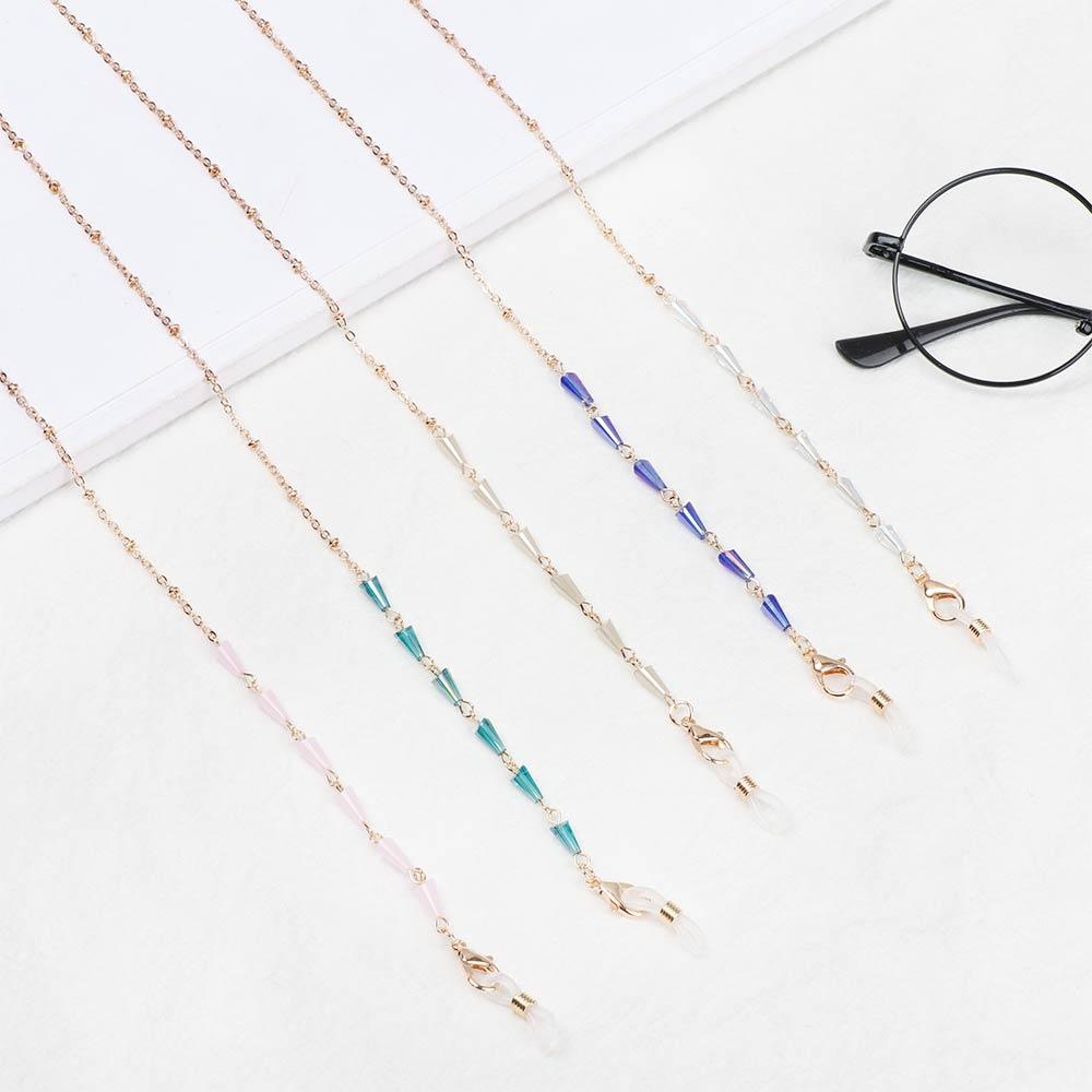 YVE Dây Đeo Mắt Kính Đính Hạt Pha Lê Kim Loại
