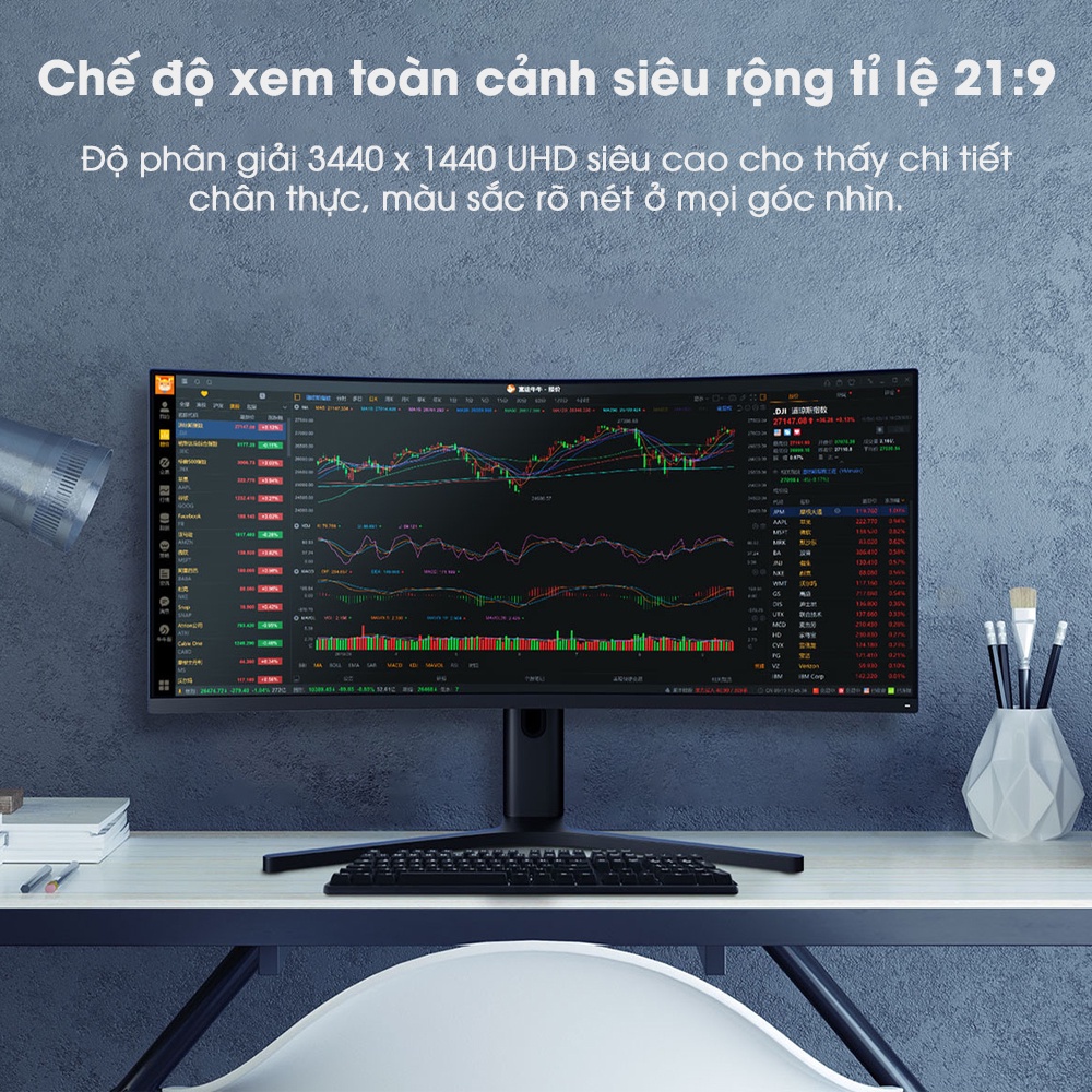 Màn hình máy tính cong full viền Xiaomi Mi Curved Gaming Monitor 34 inch  Toàn cảnh rộng 21: 9 tốc độ cao 144Hz