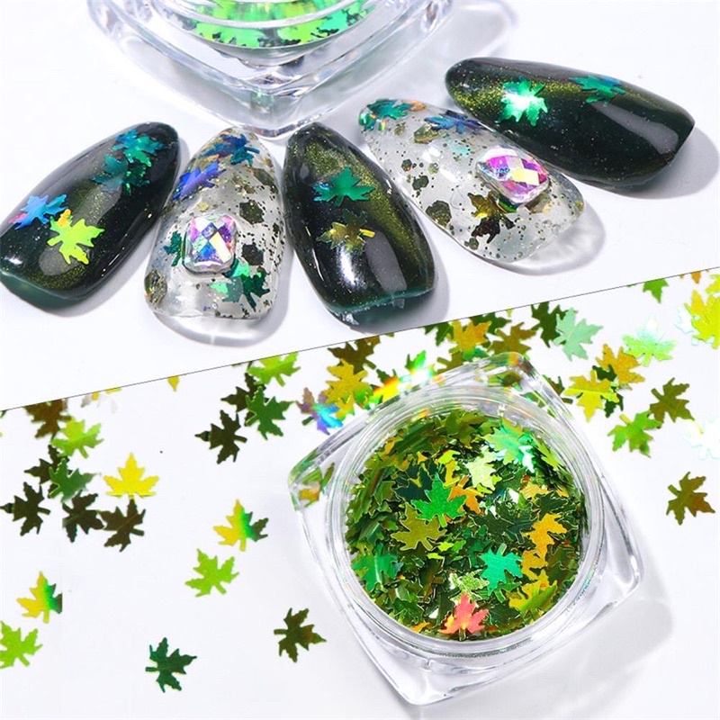 Sequin kim tuyến lá phong-phụ kiện nail móng