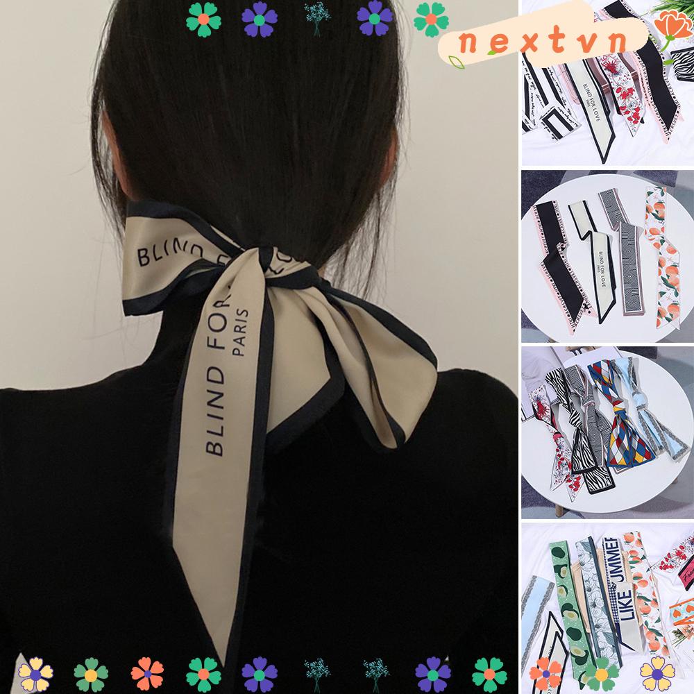 Dây buộc tóc ruy băng dài in họa tiết hoa phong cách Bohemian thời trang cho nữ