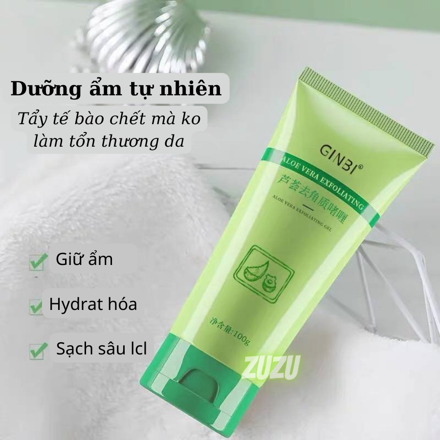 Gel Tẩy Da Chết, Tẩy Tế Bào Chết Mặt chiết xuất Nha Đam làm sạch sâu da sạch mịn tươi sáng  ZuZu