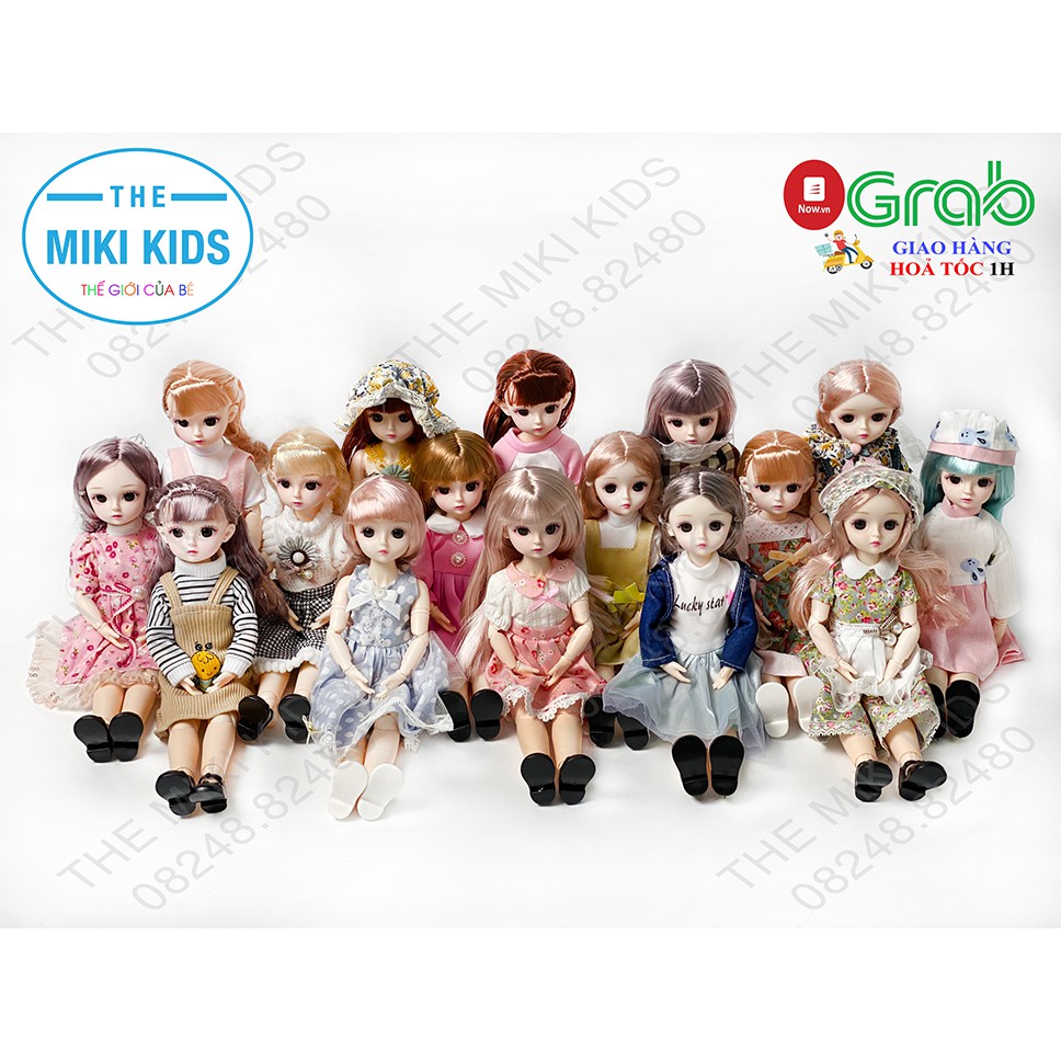 Búp bê công chúa Barbie cao 30cm, 6 BJD, 23 khớp, mắt 3D, cử động linh hoạt, trang phục đa dạng, đẹp mắt - The Miki Kids