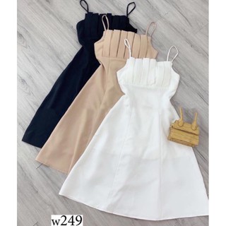 Đầm xòe hai dây xếp ly ngực sang chảnh