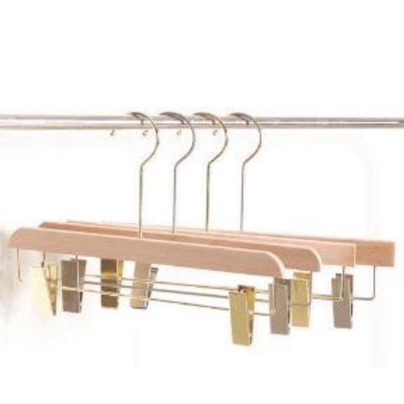 KẸP QUẦN ÁO BẰNG GỖ MỘC ĐẦU MẠ VÀNG- MÓC KẸP QUẦN ÁO NAM NỮ CAO CẤP- CHỤP HÌNH ĐẸP