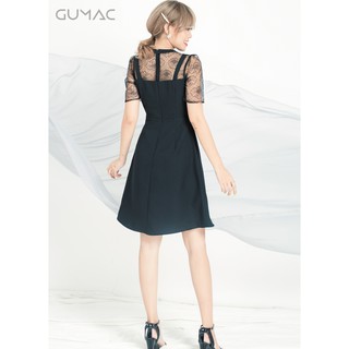 Đầm cổ nơ phối ren GUMAC MS04901_DEN