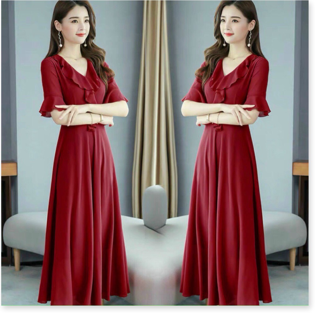 ĐẦM VOAN CHIFFON PHỐI BÈO HAI LỚP DÀI QUA GỐI QUÝ PHÁI CHO QUÝ NÀNG