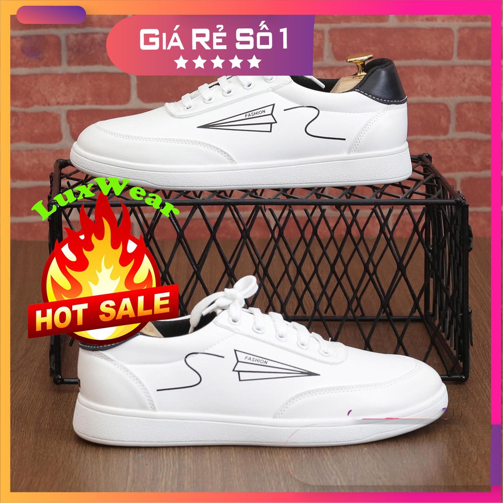Giày nam trắng đẹp - Giày thể thao nam [VIDEO THẬT] họa tiết máy bay tặng tất lửa cao cấp 15k | BigBuy360 - bigbuy360.vn
