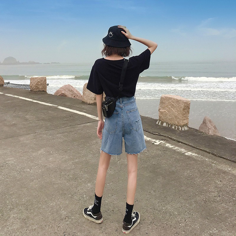 Quần short jean short lửng rách gấu MST4R