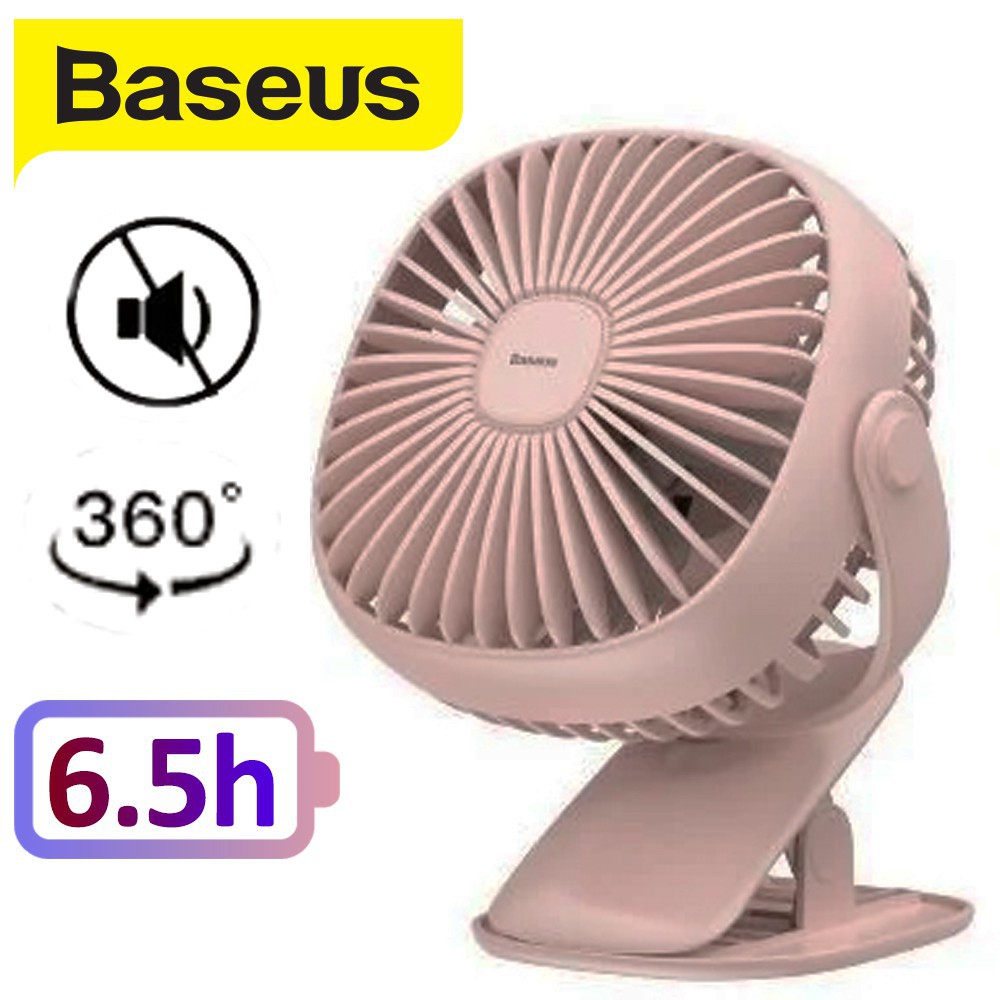 Quạt tích điện mini kẹp bàn đa năng có đèn Baseus chính hãng