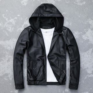 AD29-Áo khoác da nam có nón chống thấm nước cao cấp, mẫu mới nhất 2019