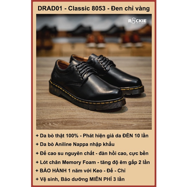 Giày nam da thật Dr Martens 8053 - Da bò thật cao cấp nhập khẩu - Đen- DRAD01DE - Phát hiện giả da đền gấp 10 - R8ckie