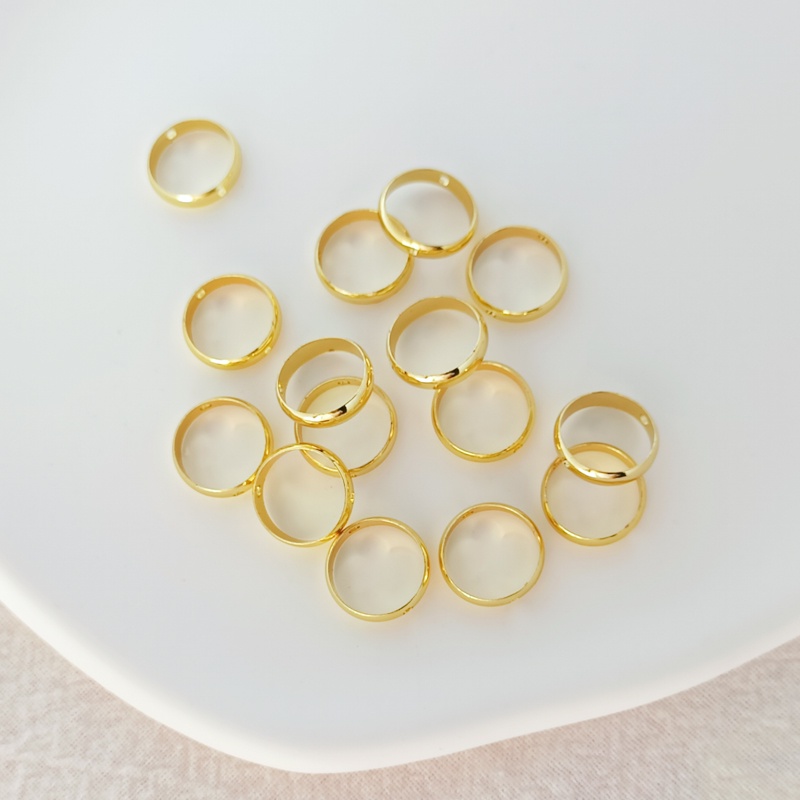 Set 10 Hạt Xỏ Lỗ Tròn Thẳng Màu Vàng 18K Dùng Để Làm Trang Sức Thủ Công