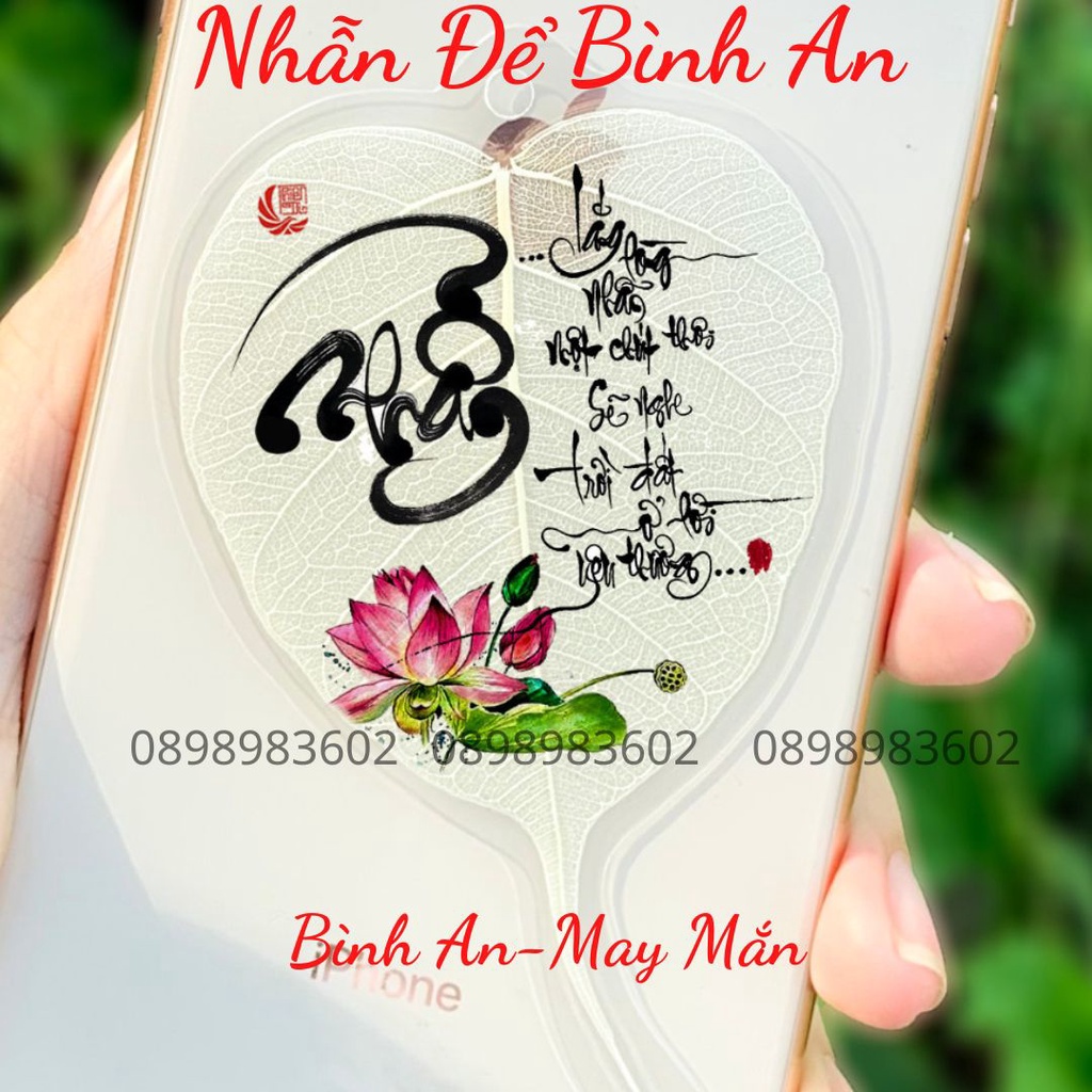 Lá Bồ Đề Thư Pháp Chữ Nhẫn (Cầu May Mắn,Bình An),Quà Tặng Ý Nghĩa Cho Bạn Bè Người Thân - Để Ốp DT - BookMark