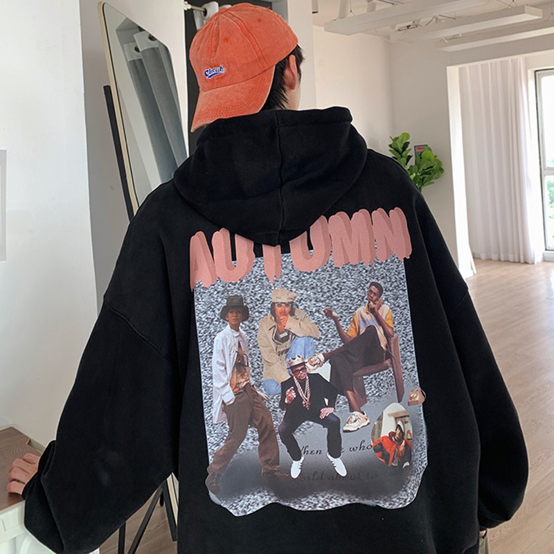 Áo hoodie dáng rộng in họa tiết thời trang phong cách hiphop đường phố sành điệu size M-5XL cho nam nữ