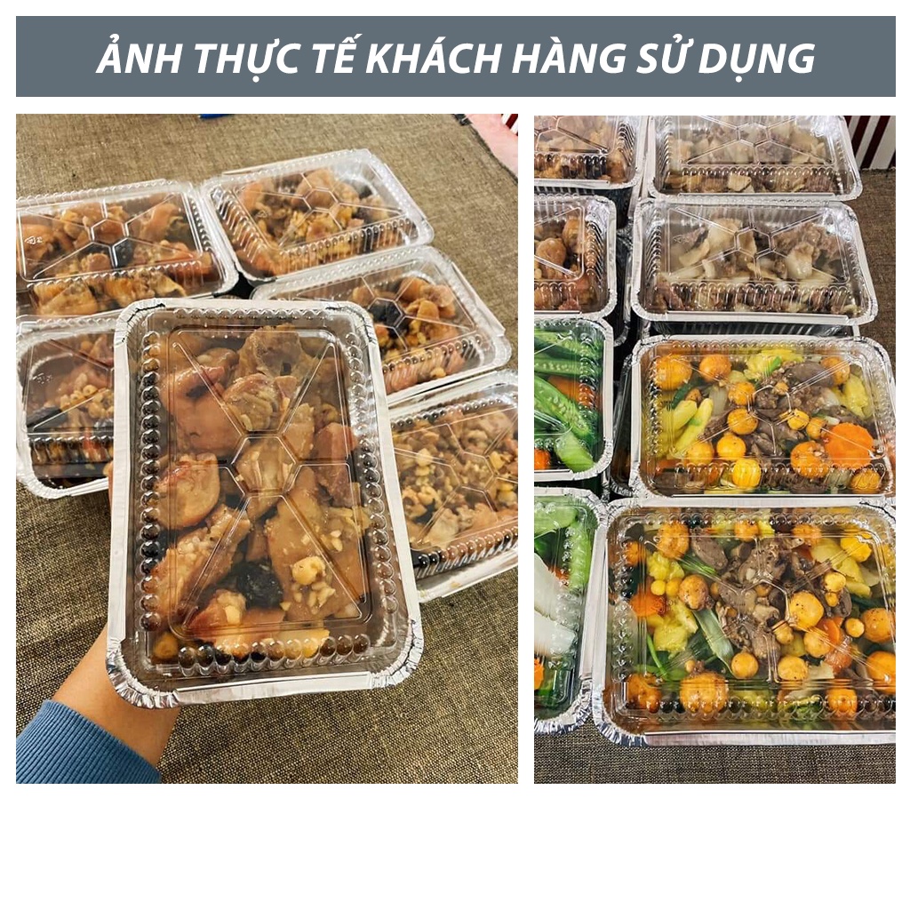 "CAO CẤP" SET 10 HỘP NHÔM 1 NGĂN 2000ml (KHAY GIẤY BẠC CÓ NẮP) - CHỨNG NHẬN VS ATTP - ĐỰNG THỰC PHẨM DÙNG 1 LẦN