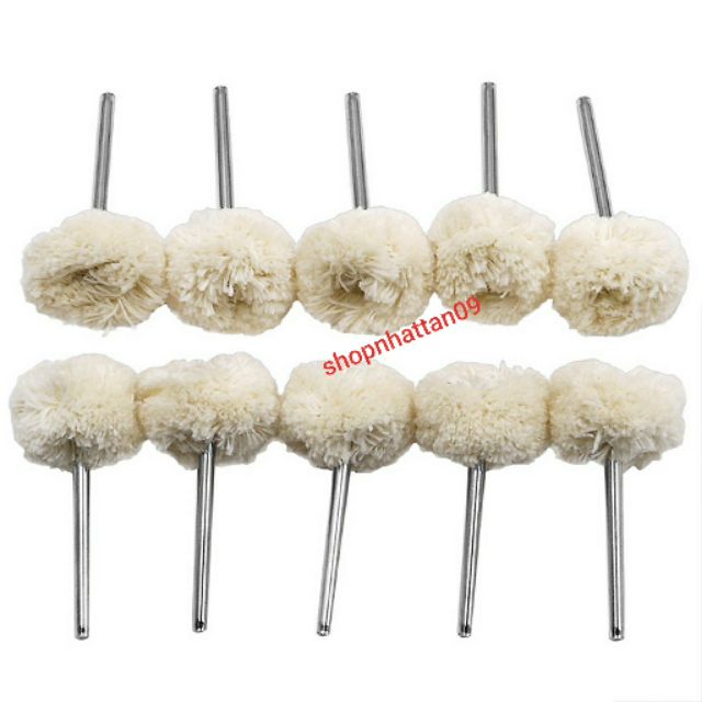 Bộ 10 đầu len đánh bóng chân 3ly (3x25mm) sản phẩm dùng cho máy khoan mài khắc mini