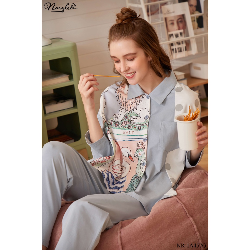 Bộ Đồ Ngủ Mặc Nhà Nữ Pyjama Dài Tay Thu Đông 2021 NR-1A457