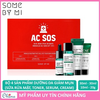 Bộ kit some by mi dưỡng da, làm giảm mụn some by mi aha-bha-pha 30 days miracle ac sos kit