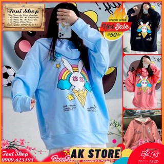 [Kèm Quà] ÁO HOODIE - ÁO KHOÁC NỈ NGOẠI Dây Kéo - Thỏ Cầu Vồng (HD1670 - Bad Rabbit - Kèm ) - AK.STORE