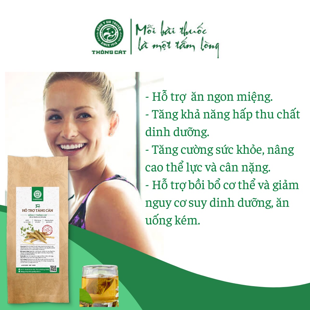 Trà Tăng Cân tăng cơ Thông Cát, ăn ngon ngủ ngon cho người cơ địa gầy lâu năm,mập thịt, không tích nước