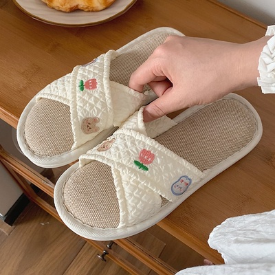 Dép cotton Lanh Thấm Hút Mồ Hôi Thoải Mái Bốn Mùa