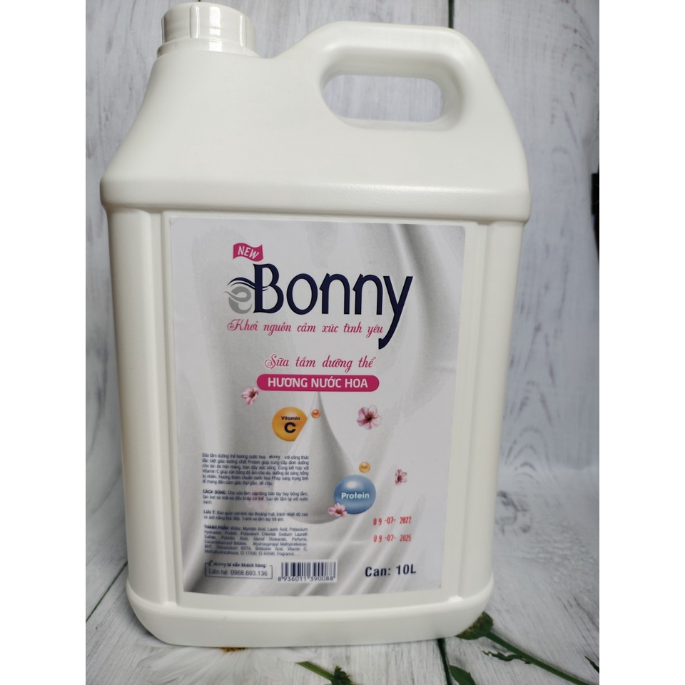 Sữa tắm can Bonny hương nước hoa thơm lâu, sữa tắm giá rẻ cho khách sạn, nhà nghỉ, hộ gia đình, Can 10 Lít