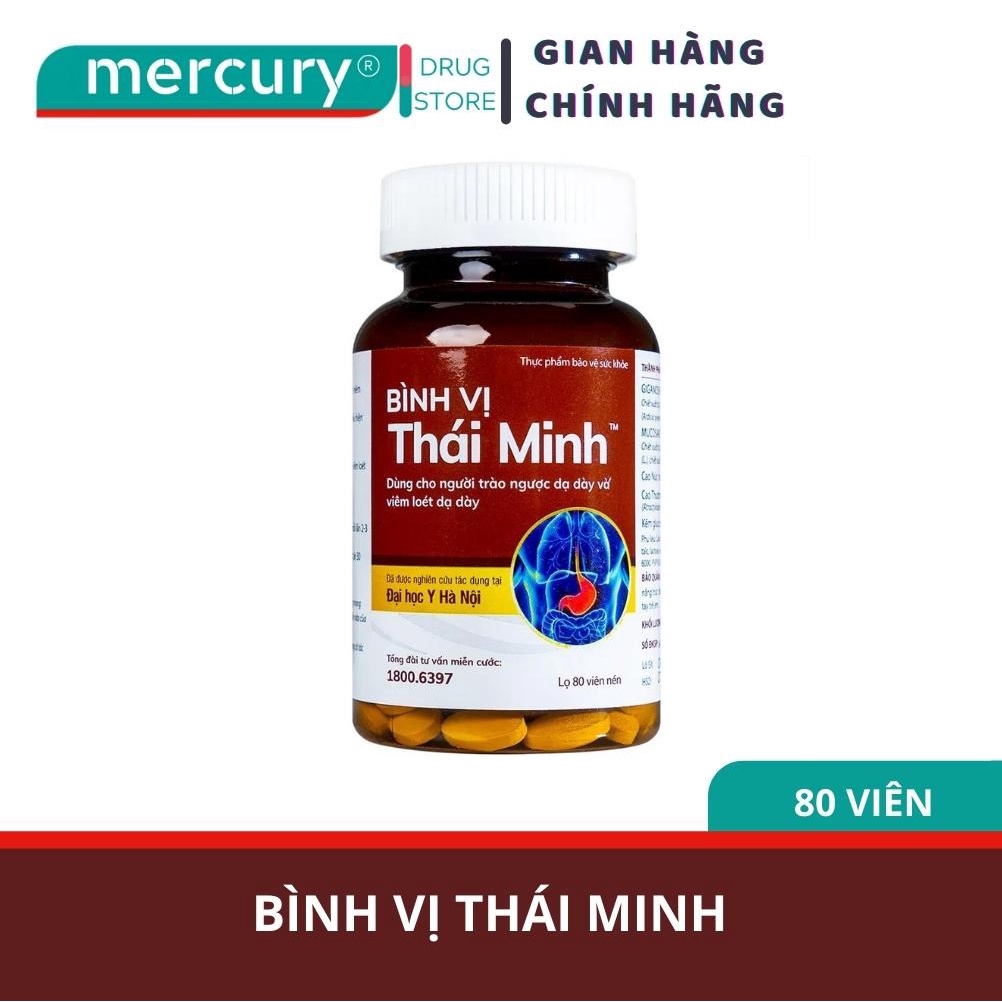Viên Uống Bình Vị Thái Minh Hỗ Trợ Giảm Acid Dịch Vị & Bảo Vệ Niêm Mạc Dạ Dày 80 Viên