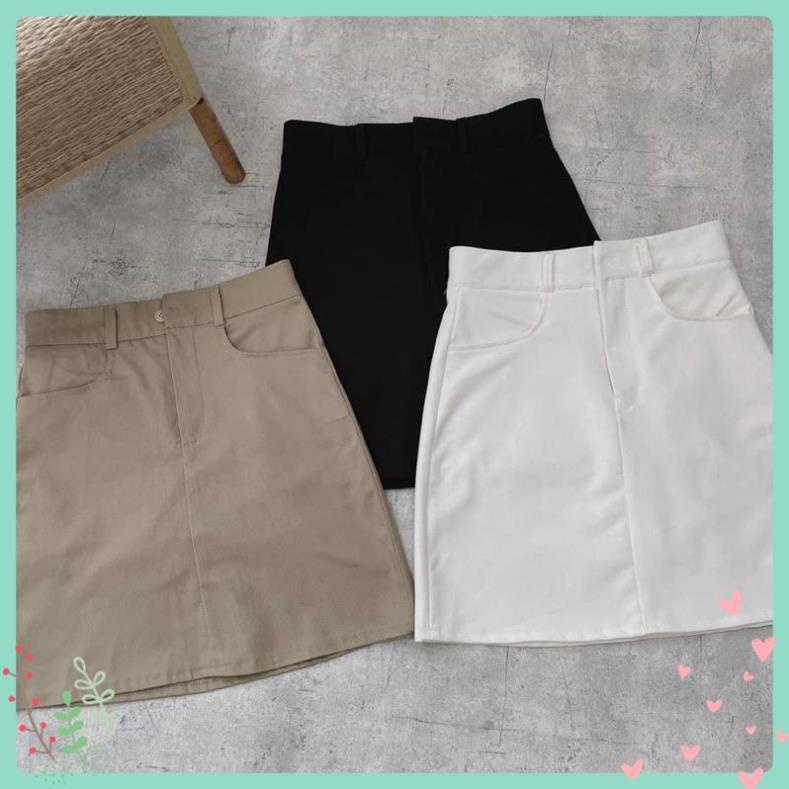 Chân Váy kaki nữ bassic dáng chữ a lưng cao có quần trong