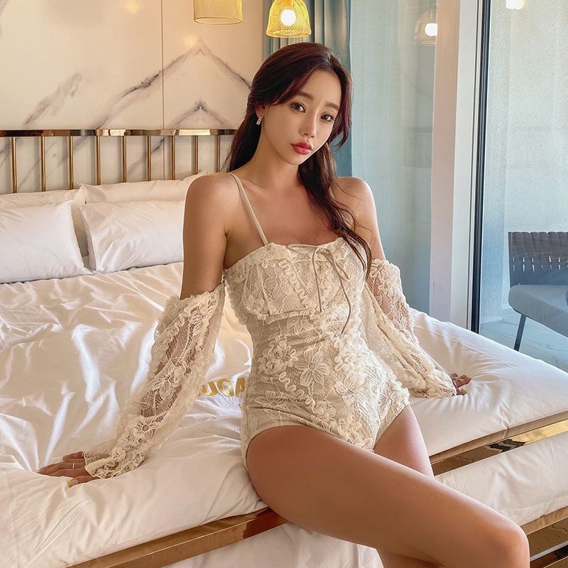 Bộ Đồ Bơi Phối Ren Tay Dài Hở Vai Nâng Ngực Thời Trang Quyến Rũ Cho Nữ | BigBuy360 - bigbuy360.vn