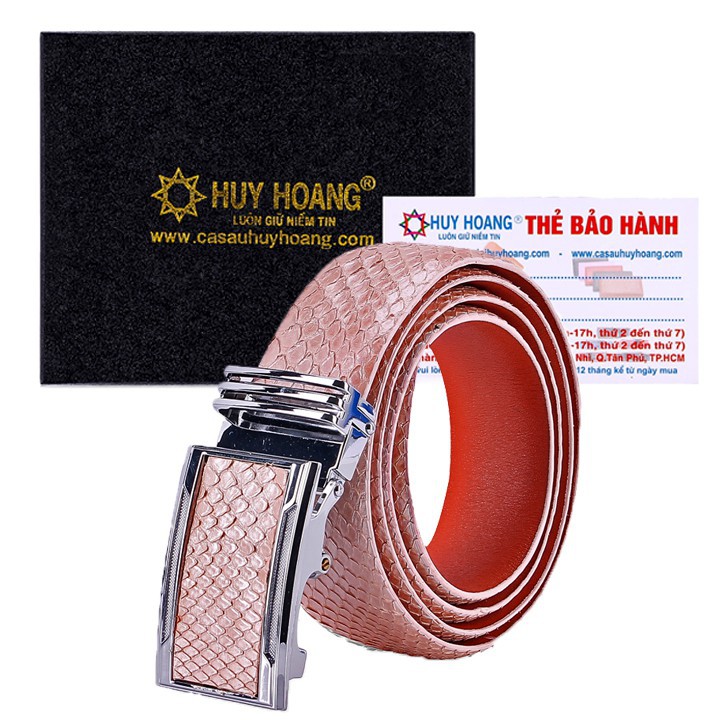 Thắt lưng nam da trăn bản lớn màu hồng phấn XH4365