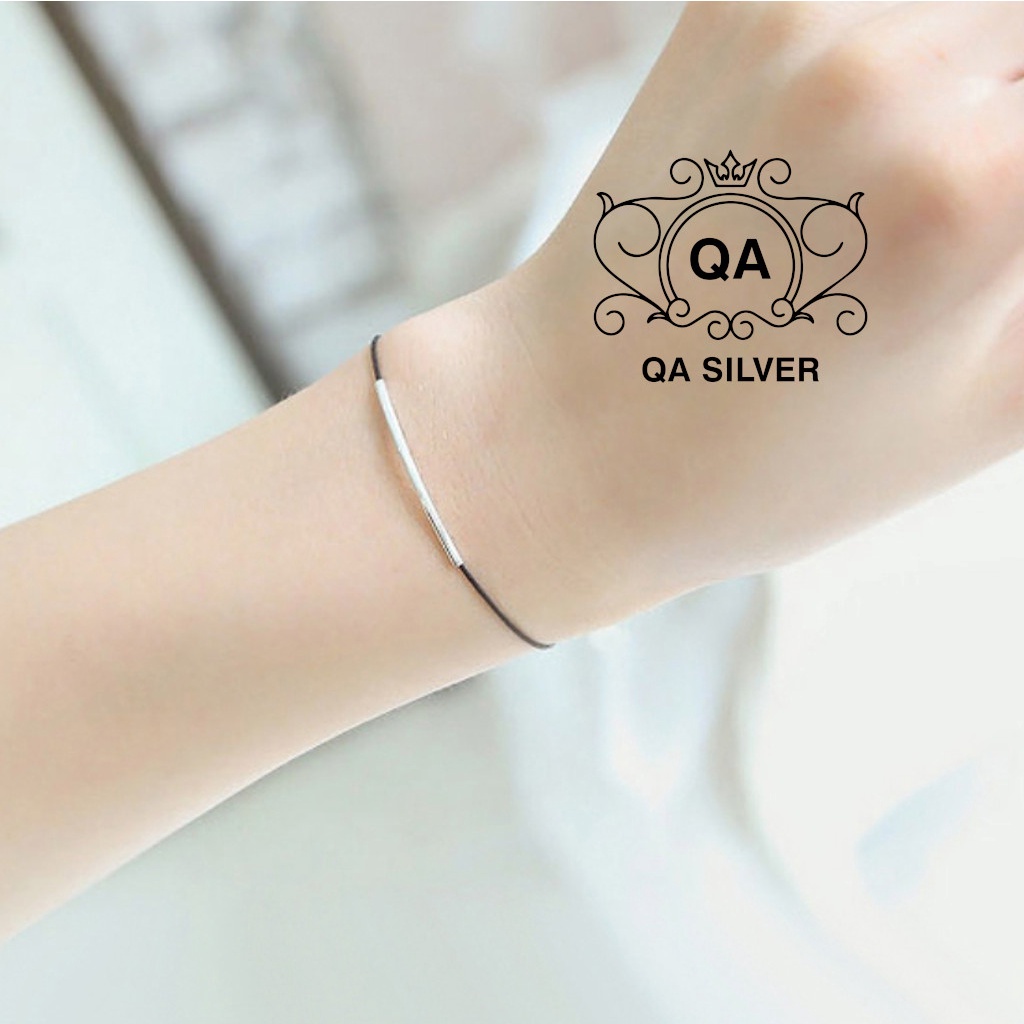 Vòng tay charm bạc 925 lắc nữ mặt ống dây chỉ đỏ may mắn S925 GEOMETRIC Lucky Silver Bracelet QA SILVER BR180504