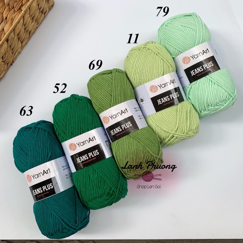 Len Jeans Plus Sợi To Cuộn 100gr Đan Móc Thú Bông Size Lớn