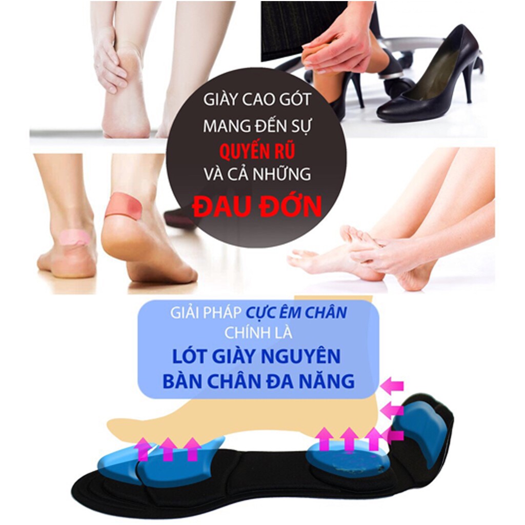Miếng Lót Giày giảm size cho giày bị rộng, giảm áp lực lên bàn chân, Cotton 100% êm chân, thoáng khí LG06