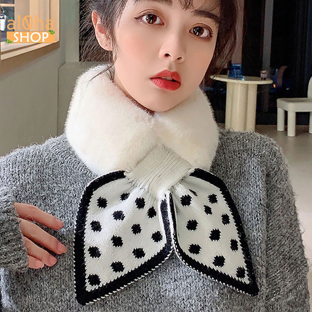 Khăn Quàng Cổ Lông Thỏ hình nơ dày dặn giữ ấm mềm mịn, dễ thương - al0ha Shop
