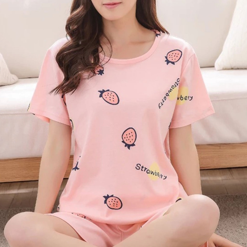 Set đồ ngủ ngắn in họa tiết dễ thương cho nữ