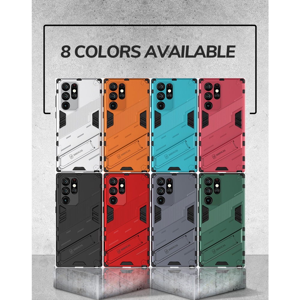 Casing For Samsung Galaxy S22 Ultra Plus S22+ S22 Ultra 5G S21 FE 5G Phone Case Hard Fashion Armor Shockproof Casing Bracket Stand Holder Back Cover
