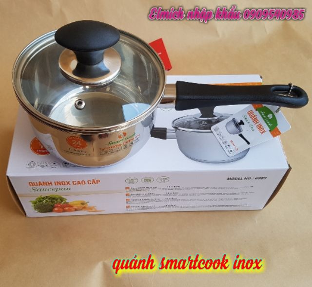 QUÁNH INOX SMARTCOOK  ĐÁY TỪ 14CM EL6989 đầy đủ phiếu bảo hành