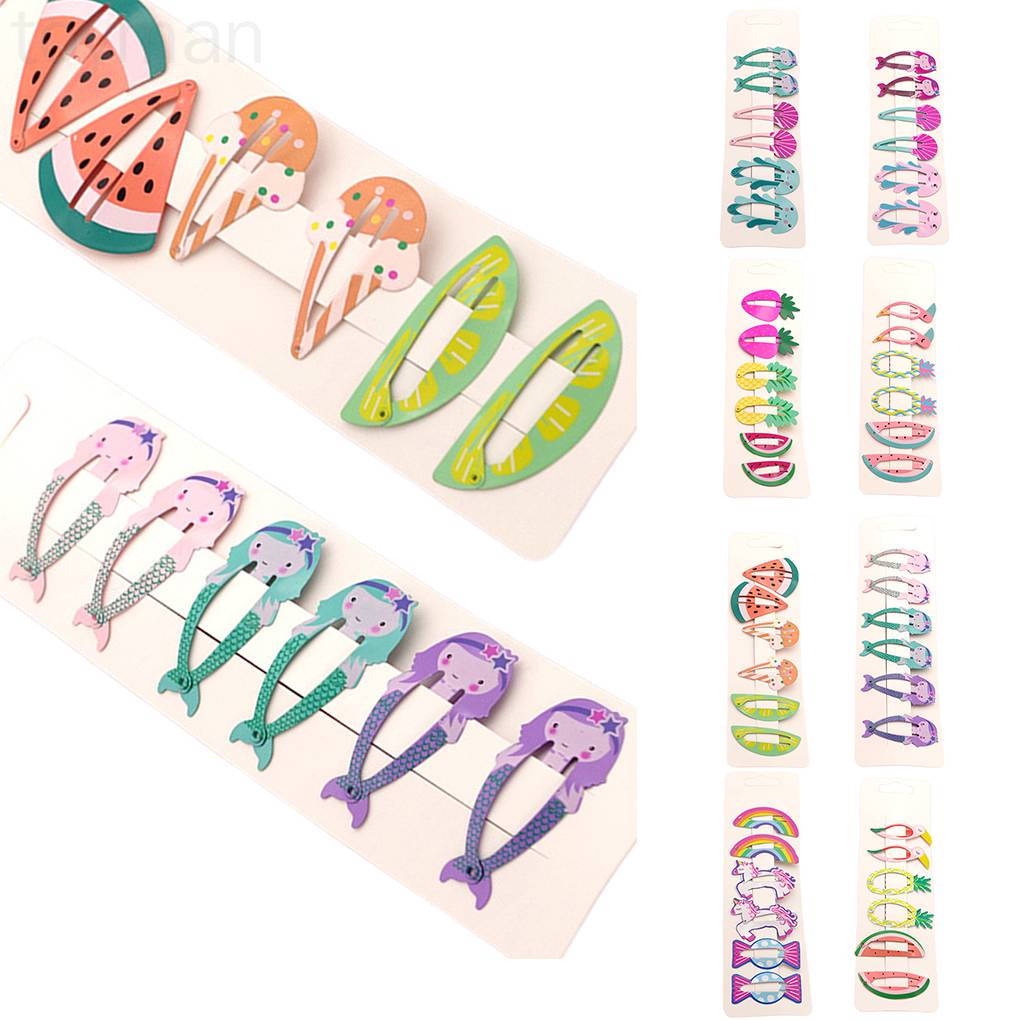 Set 6 Kẹp Tóc Hình Cây Kem / Trái Cây / Động Vật Dễ Thương Cho Bé Gái