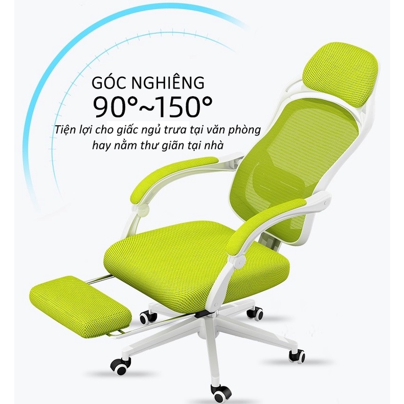 Ghế Gaming,Ghế Xoay Văn Phòng Lưng Lưới Thoáng Mát,Thiết Kế Hiện Đại Chân Nhựa Cao Cấp,,Có Thể Ngả Lưng Tới 150 Độ