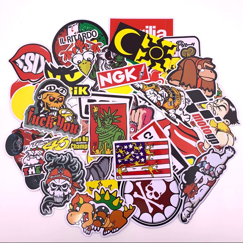 [Mã LIFEAUMAY giảm 10% tối đa 30k đơn 150k] Set 35 sticker miếng dán không thấm nước sắc màu graffiti nhiều chủ đề