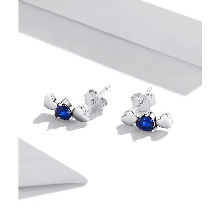 Khuyên tai BAMOER SCE1348 bằng bạc thật 925 hình trái tim thời trang đơn giản làm quà cho nữ