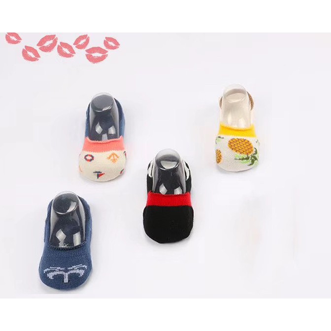 Set 3 đôi tất bàn chân, vớ hài, vớ lười có đế chống trơn Kids cho bé sơ sinh