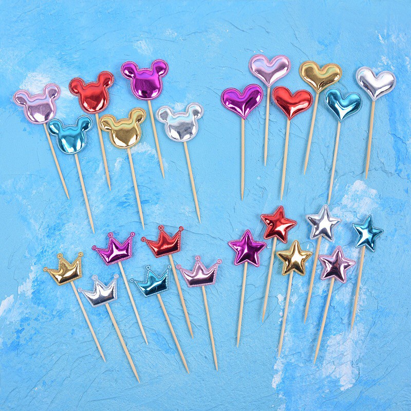 Set 5 phụ kiện trang trí bánh kem hình ngôi sao năm cánh bằng PU