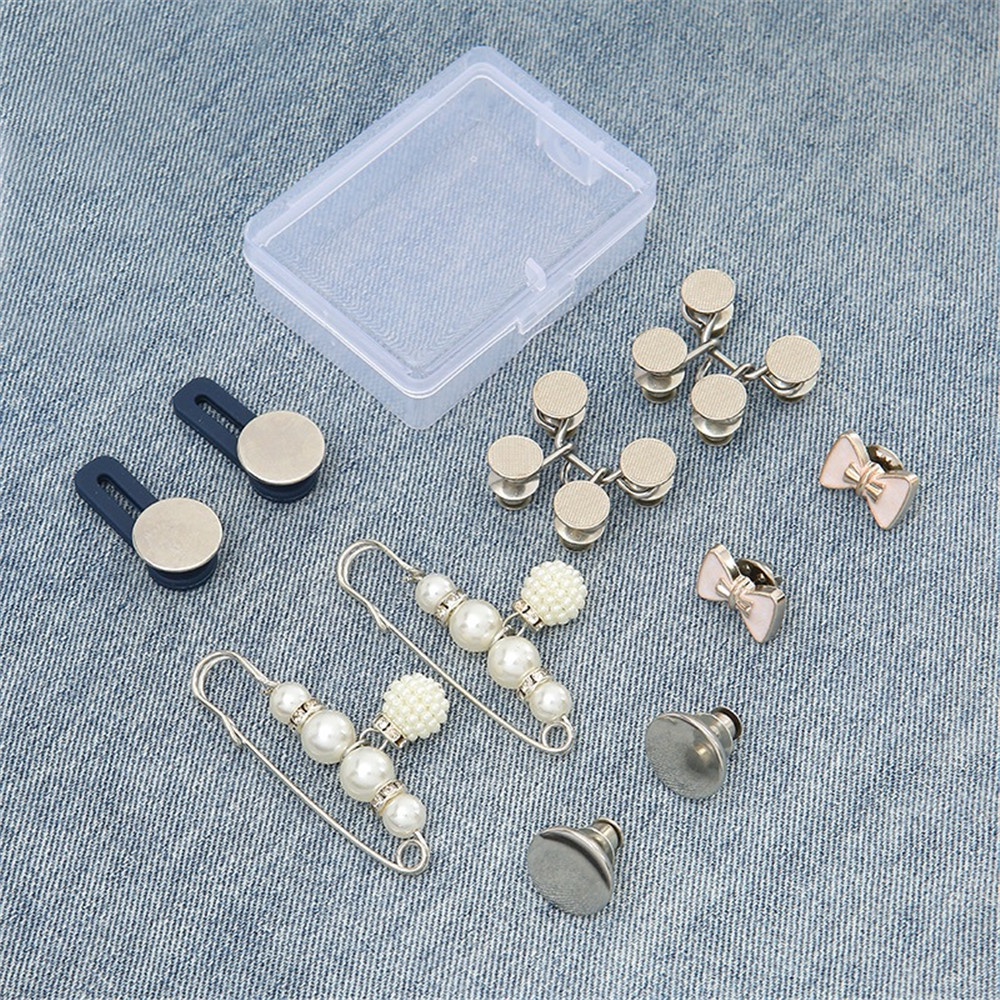 Bộ 10 nút thắt lưng bằng kim loại không đục lỗ hình hoa cúc nhỏ điều chỉnh được