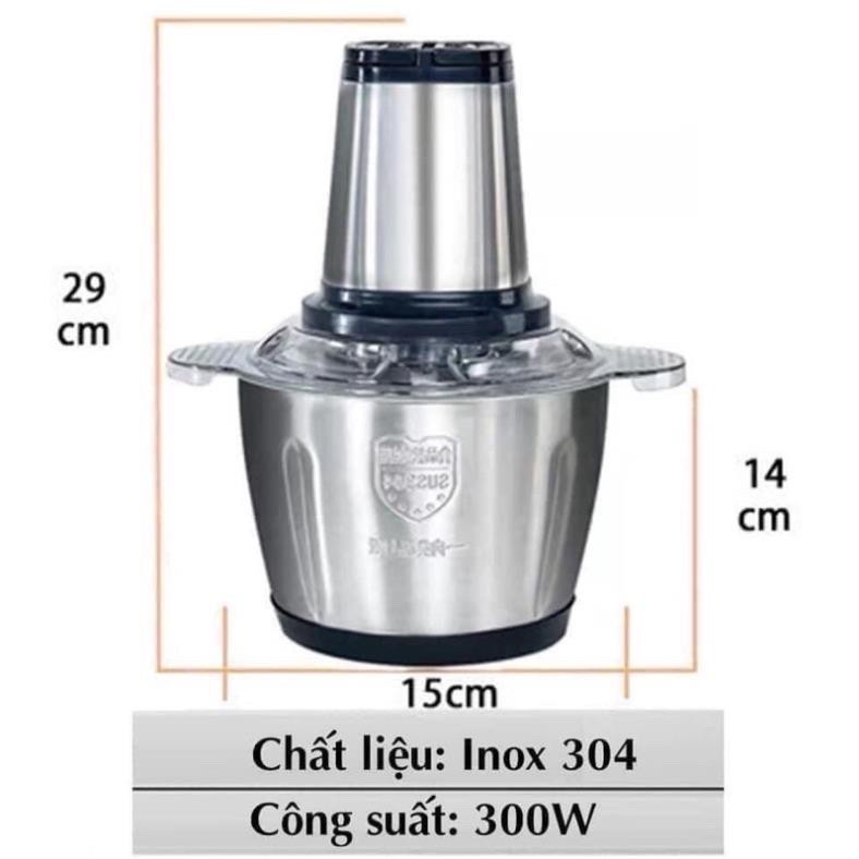 [FREE SHIP] Máy Xay Thịt Bằng Cối Inox 304  2 Lít 4 Lưỡi Dao Siêu Sắc Siêu Bền