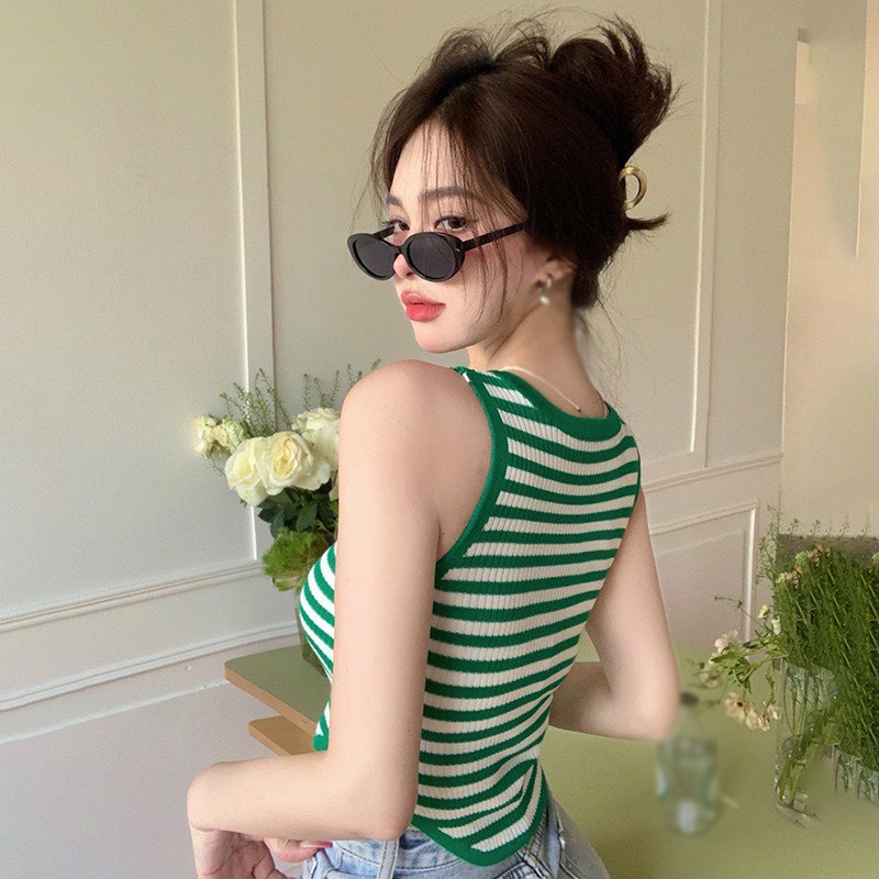 Áo Ba Lỗ Gân Sọc,Lai Bầu 4 Màu Cho Nữ , -shop phuong1812 ]