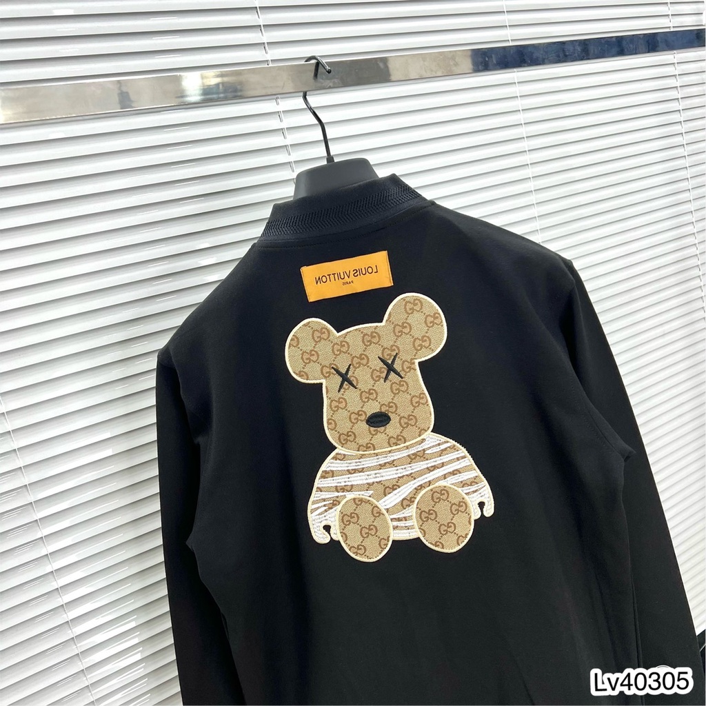 Áo Khoác Bomber Nam Lv Phối Họa Tiết Chữ Thêu Sau Lưng . Áo Khoác Bomber Lv Chất Dạ Cao Cấp - MINH TÂY STORE